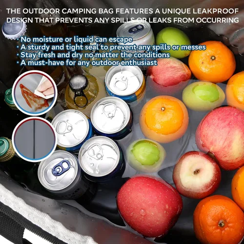 Vista 6 de Portable Soft Cooler Bag - 24/60 Can Insulated Camping Cooler, Leakproof Collapsible Soft Sided Cooler for Drink, Suitable for Picnic, Beach