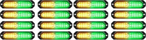 Vista 12 de ASPL 8 luces estroboscópicas intermitentes de montaje en superficie ultra delgadas de 12 LED para camión, automóvil, vehículo, LED, mini rejilla