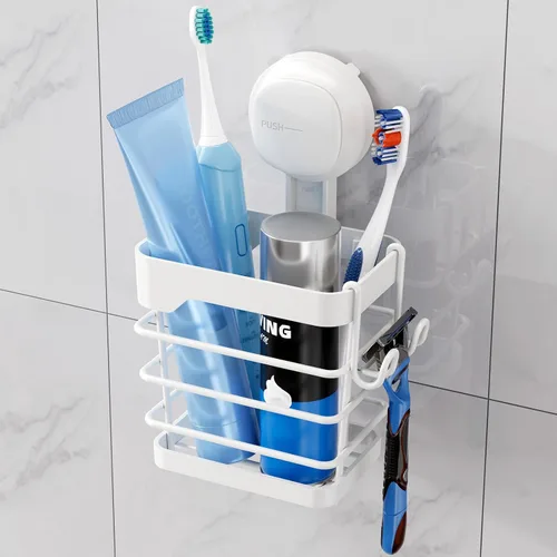 Vista 17 de TAILI - Portacepillos patentado con ventosa, soporte para cepillo de dientes de acero inoxidable anti-acumulación de agua para ducha, organizador