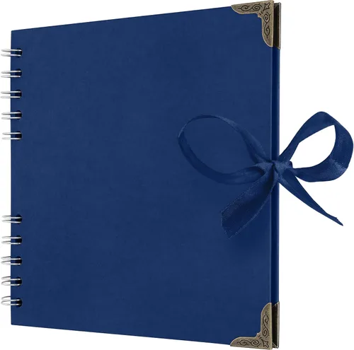 Vista 38 de Bstorify - Álbumes de fotos cuadrados de 36 páginas de 18 x 18 cm, papel kraft negro grueso, 250 g/m², libro de recuerdos, cierre de cinta, ideal