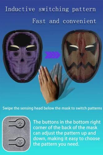 Vista 9 de Instawow Led Bluetooth App Mask