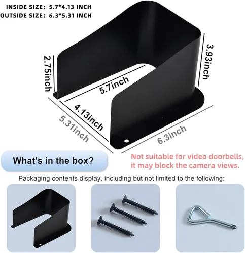 Vista 2 de Cubierta de lluvia para timbre de puerta, cubierta de control de acceso de metal, protector de cámara de video, timbre de acero laminado en frío