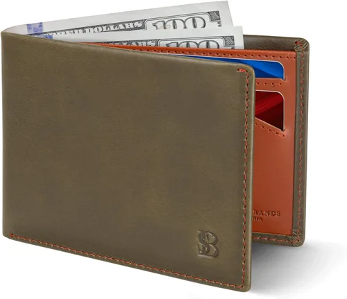 Vista 6 de SERMAN BRANDS Mens Slim Bifold Wallet RFID Blocking Minimalist Front Pocket Wallets for Men - Thin & Stylish A. Jet Black Elite