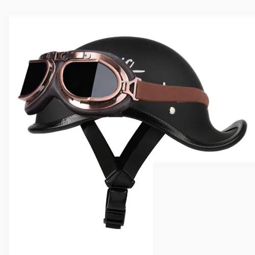 Vista 14 de Medio casco de motocicleta vintage, aprobado por el DOT, para adultos, casco convertible vintage para scooters, ciclomotores, cascos de motocicleta