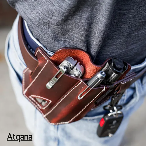 Vista 6 de Funda multiherramienta para cinturón (cuero de primera calidad) - Organizador de bolsillo EDC Funda Leatherman Bolsa multiherramienta de cuero