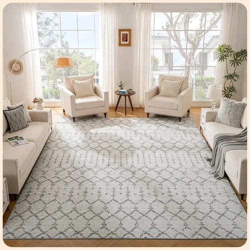 Vista 76 de Istana Alfombra larga antideslizante de 2.5 x 8 para el hogar, para pasillo y cocina, lavable, sedosa y suave al tacto, elegante, color azul y marfil