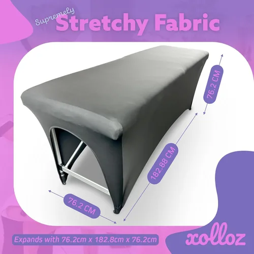 Vista 4 de Funda para mesa de masaje, funda elástica negra de 6 pies para cama de masaje, cubierta de cama de pestañas para spa o salón, envoltura de mesa