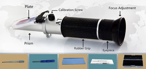 Vista 2 de Refractómetro de salinidad para acuario de agua de mar y pesca marina 0-100 PPT - Doble escala (1.0 a 1.070 SG.) - Compensación automática