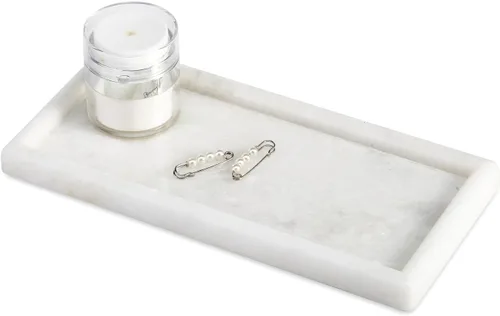 Vista 13 de Koville Bandeja de mármol natural, mesa auxiliar de 12 x 8 pulgadas, bandeja decorativa para joyas, relojes, almacenamiento de velas de perfume