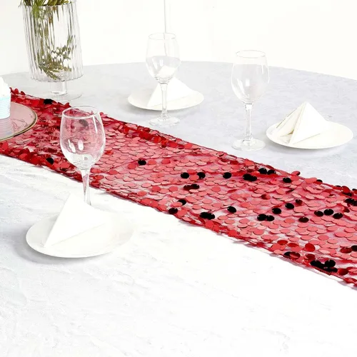 Vista 8 de Efavormart - Camino de mesa de restaurante de lentejuelas plateadas de alta calidad para bodas, banquetes de cumpleaños, decoración, ajuste Plata