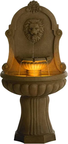 Vista 7 de Royal Savanna Lion - Fuente de suelo italiana grande de 58 pulgadas de alto, decoración italiana para interiores y exteriores, piedra sintética