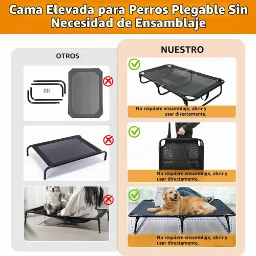 Vista 8 de Catre elevado plegable para perro, no necesita montaje, cama elevada plegable impermeable para perros, cuna para perros al aire libre, cama hamaca