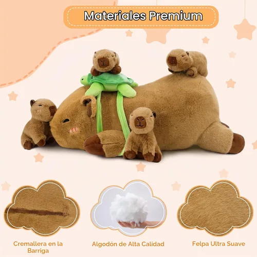 Vista 4 de SQEQE Capybara - Peluches con bebés, almohada de felpa suave Capibara