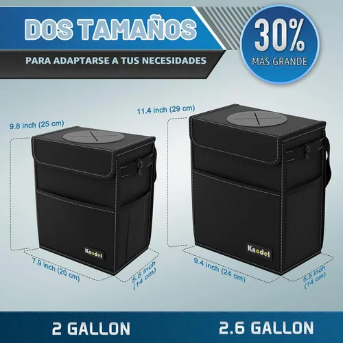 Vista 2 de K KNODEL Basurero para automóvil con tapa, basura para automóvil Negro