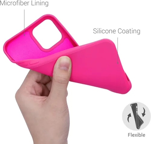 Vista 3 de kwmobile Funda compatible con Apple iPhone 12 / iPhone 12 Pro - Funda protectora delgada de silicona TPU - Rosa neón