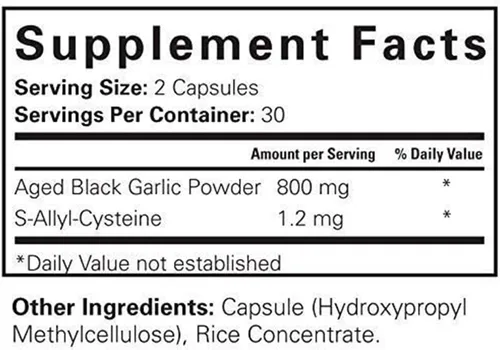 Vista 6 de Cápsulas de ajo negro envejecido; pastillas de ajo para alta presión sanguínea y el colesterol; reduce el olor; potente antioxidante; 60 cápsulas