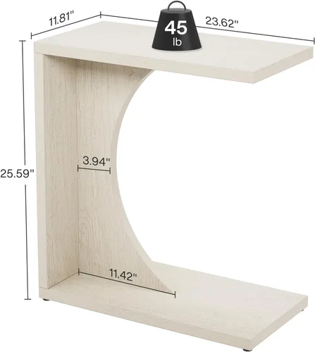 Vista 2 de Tribesigns - Mesa auxiliar en forma de C para sofá, mesa lateral para sofá, mesa en forma de C para espacios pequeños, sala de estar, dormitorio