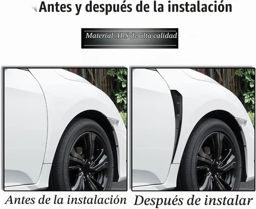 Vista 4 de Miytsya 2 PCS Rejillas de Ventilación Laterales para Guardabarros de Coche, Alerón de Fibra de Carbono ABS, Calcomanías Decorativas