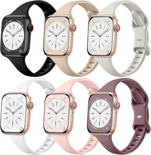 Vista 17 de Lerobo Paquete de 6 correas deportivas de silicona compatibles con Apple Watch Series 7, 8, SE, 6, 5, 4, 3, 2, 1
