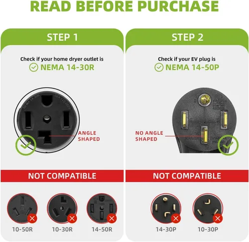 Vista 5 de Cable adaptador de cargador NEMA 14-30P a 14-50R EV, 125V/250V 30 Amp 4 clavijas de salida de secadora a 50 Amp EV/RV adaptador de conversión