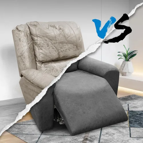 Vista 35 de Fundas para Sillón de 2 Piezas con Cojín en T, Fundas de Aspecto de Cuero para Sofá, Fundas para Sillas, Protector de Muebles Elástico, Funda