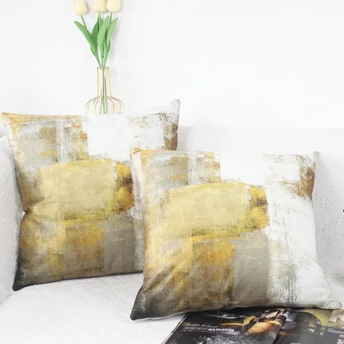 Vista 8 de OYIMUA Juego de 2 fundas de almohada azules de 16 x 16 pulgadas, modernas fundas de almohada abstractas azules y grises para sofá, fundas