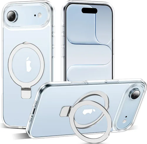 Vista 157 de SKYLMW - Funda compatible con iPhone 11 de 6.1 pulgadas, con soporte magnético invisible tipo anillo, funda translúcida de grado militar, compatible