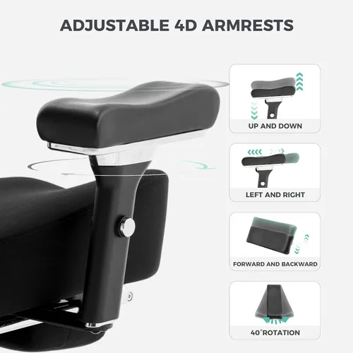 Vista 6 de Silla de oficina grande y alta de 700 libras con cojín ergonómico ancho y grueso, silla de escritorio de malla de gran tamaño con lumbar ajustable