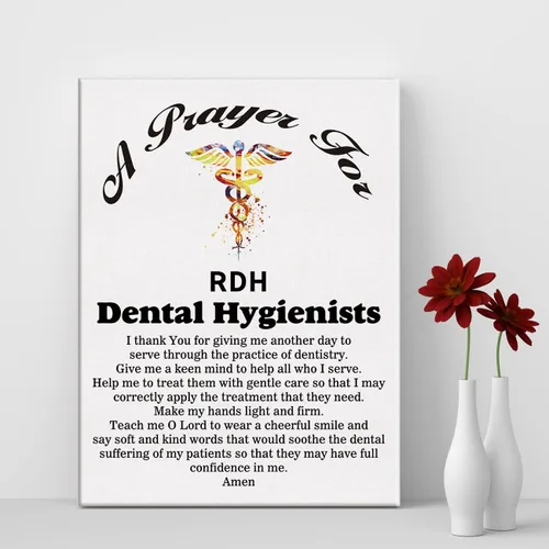 Vista 4 de LEXSIVO Lienzo de oración de un higienista dental para decoración de pared para el hogar, higienistas dentales, pintura de regalo, 11.5 x 15