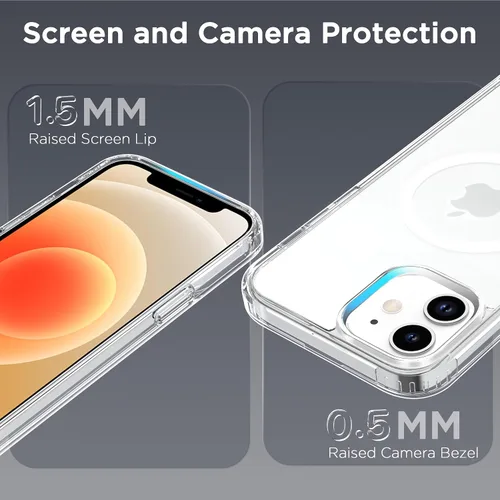 Vista 6 de CACOE Funda magnética para iPhone 12 y iPhone 12 Pro de 6.1 pulgadas - Compatible con MagSafe y soporte magnético para teléfono en el automóvil,