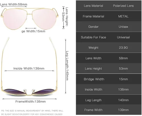 Vista 5 de AIMADE Lentes de sol polarizados militares de alta calidad, marco de metal, diseño único, para hombres y mujeres, 100% protección UV