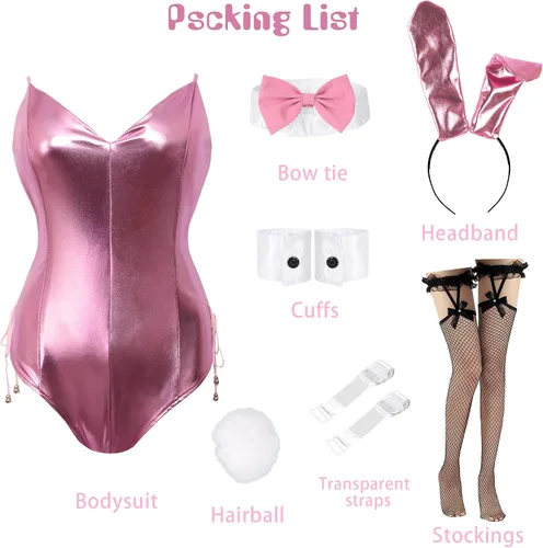 Vista 6 de Drofe Disfraz de conejito para mujer, senpai, cosplay, anime, traje de rol