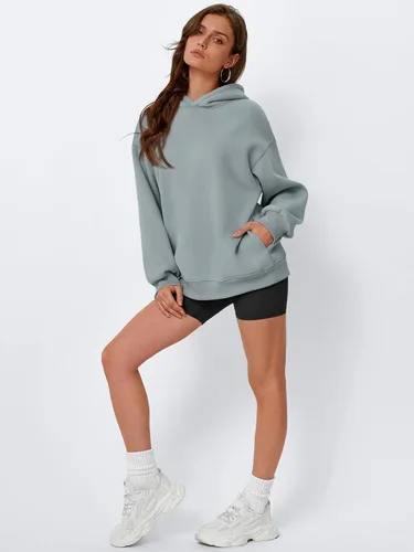 Vista 5 de EFAN Sudaderas de gran tamaño con capucha de forro polar para mujer, trajes de moda de otoño 2025, ropa linda con bolsillos