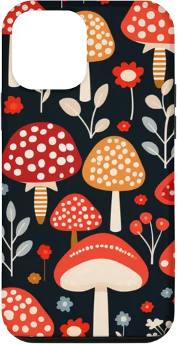 Vista 12 de Funda con estampado de hongos estéticos para iPhone 15 con diseño de hongos retro adorable