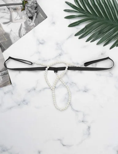 Vista 6 de YOOJOO Tangas de talle bajo con perlas tangas íntimas tangas tanga para mujer