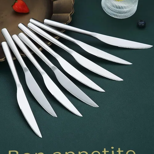 Vista 4 de HOMQUEN Cuchillos para carne, juego de 8 cuchillos de carne de acero inoxidable de alta calidad, juegos de cuchillos de carne, cuchillos alemanes