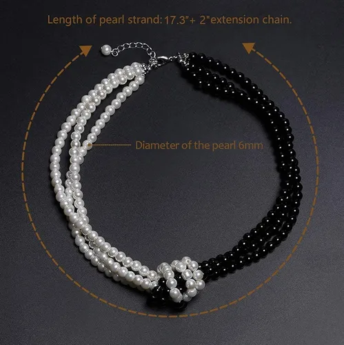 Vista 5 de Coucoland Collar de perlas de imitación de los años 20 collar de perlas con nudo Gatsby de los años 20 accesorios de perlas de flapper de los años