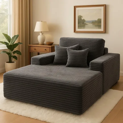 Vista 15 de COMHOMA - Sofá seccional modular de 105" con asiento profundo, sofá en forma de L tapizado en nube, brazos anchos, tela de corduroy, chaise lounge