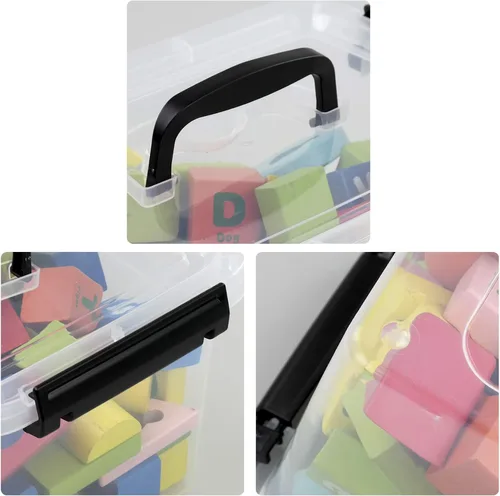 Vista 4 de Cajas transparentes de almacenamiento de plástico de 8 cuartos de galón, recipientes transparentes con tapas y asas, 6 paquetes