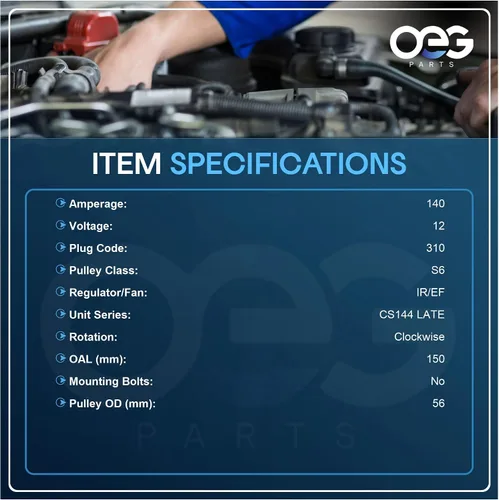 Vista 3 de Piezas OEG Nuevo alternador compatible con Cadillac Fleetwood V8 5.7L 1993-1996 Chevy Caprice Impala 4.3L 5.7L 1993-1996, Lumina Van 3.8L 92 93 94