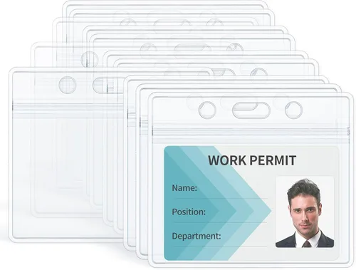Vista 8 de Pawfly Paquete de 6 portatarjetas de identificación, estuche horizontal de plástico transparente con cremallera resellable, suave e impermeable