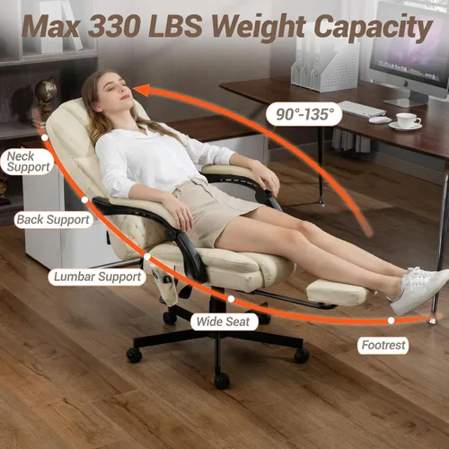 Vista 8 de Silla de oficina de masaje con reposapiés, sillas ejecutivas de calefacción por vibración de 6 puntos, silla ejecutiva ergonómica para oficina