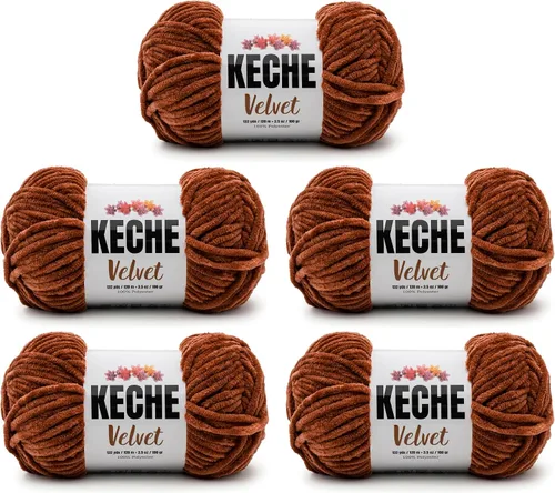 Vista 168 de Keche Hilo para ganchillo, hilo de terciopelo, chenilla suave, manta de bebé voluminosa amigurumi Yarn 3.53 oz (132 yardas) - Arona