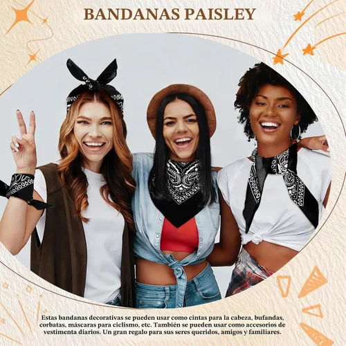 Vista 6 de 100 bandanas a granel, bandanas de cachemira para hombres y mujeres