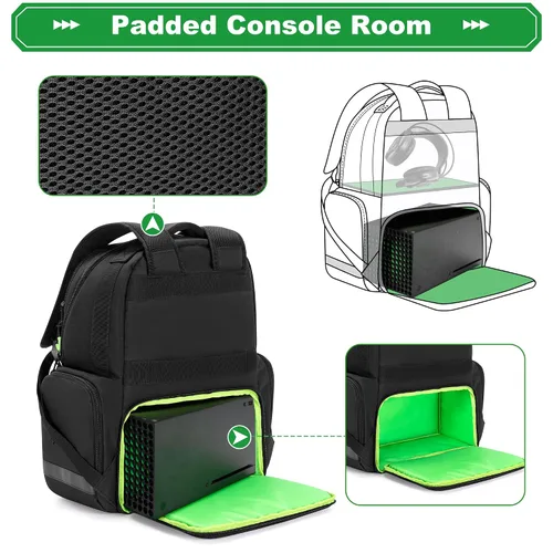 Vista 2 de PGmoon Carry Backpack Compatible with Xbox Series XS Console, Travel Carrying Case with Separate Storage Room for Console, Headset, Controllers