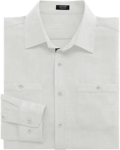 Vista 6 de COOFANDY Camisa de vestir ajustada para hombre, casual, con botones, de manga larga, con bolsillos