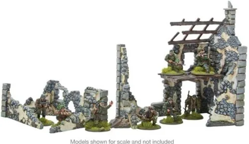 Vista 3 de Warlord Bolt Action Ruined Hamlet 3 Edificios 1:56 WWII Guerra Mundial Diorama Kit de modelo de plástico, pequeño, sin pintar