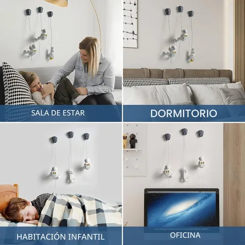 Vista 5 de 3 figuras de astronauta para escalar, esculturas de pared, decoración para colgar en la pared, decoración temática del espacio exterior