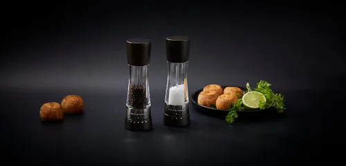 Vista 3 de Cole & Mason H332293 Derwent Black Wood Salt and Pepper Mills, Gourmet Precision+, Ajuste de Molienda, Haya Teñida/Acrílico, 190 mm, Juego
