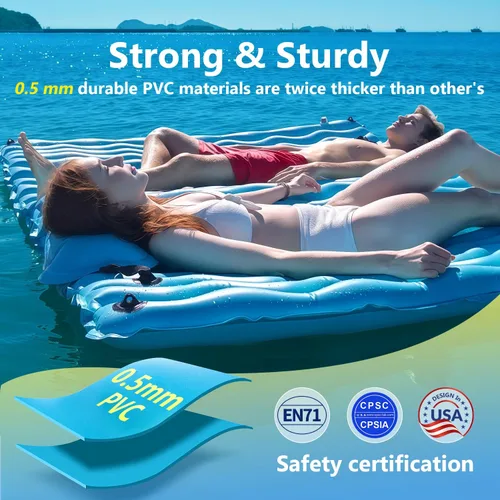 Vista 4 de Alfombra flotante inflable gigante mejorada 2025 - Flotador de piscina para adultos con hamaca para piscina, piscina, playa, lago para fiesta